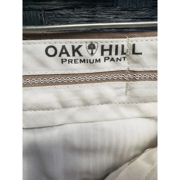 Oak Hill Premium Pants Khaki Mens Measures 52 x 25.5 Chino Flat Front Slacks - Picture 5 of 10